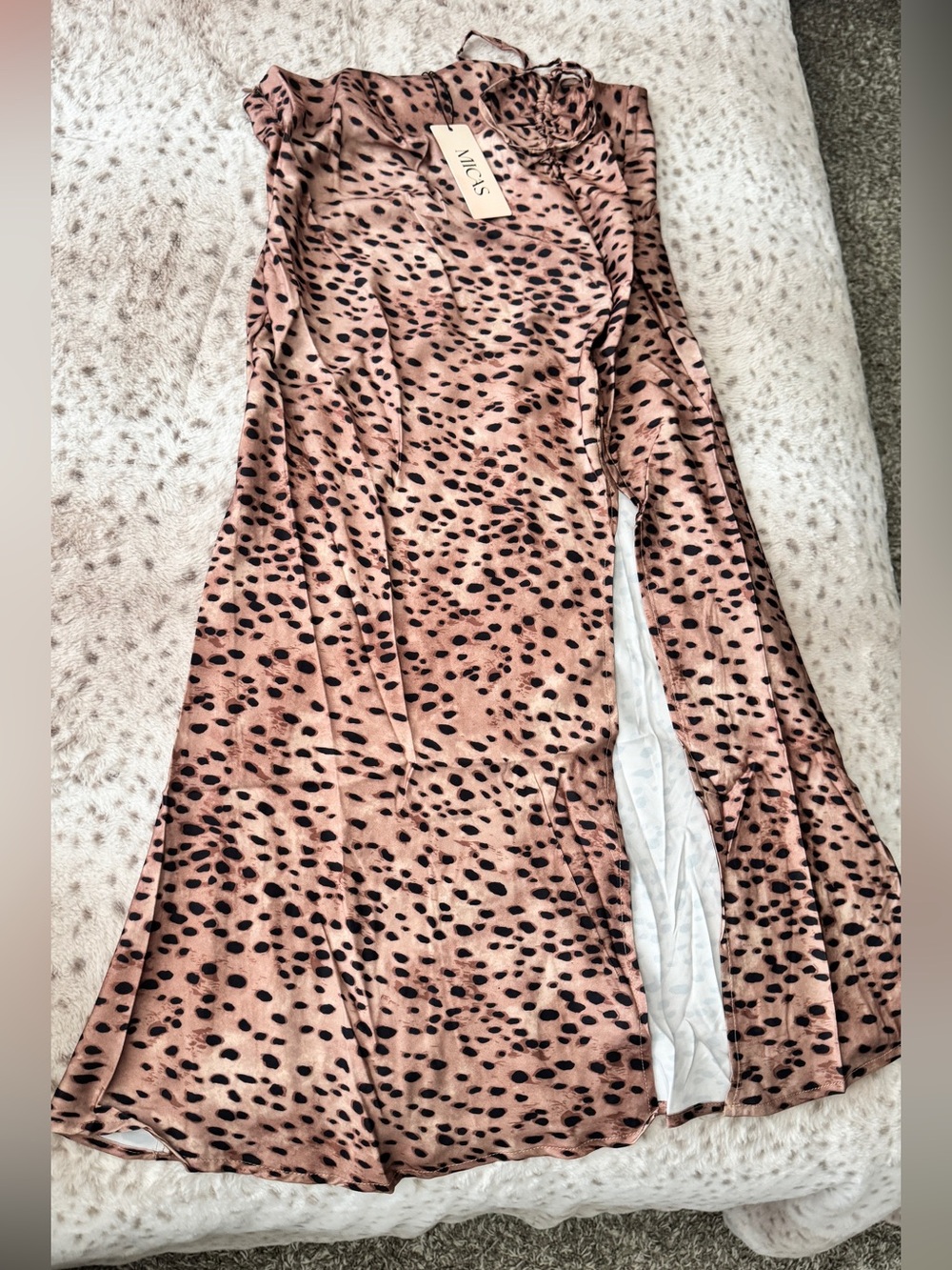 NWT Micas Leopard Print Slit Skirt L